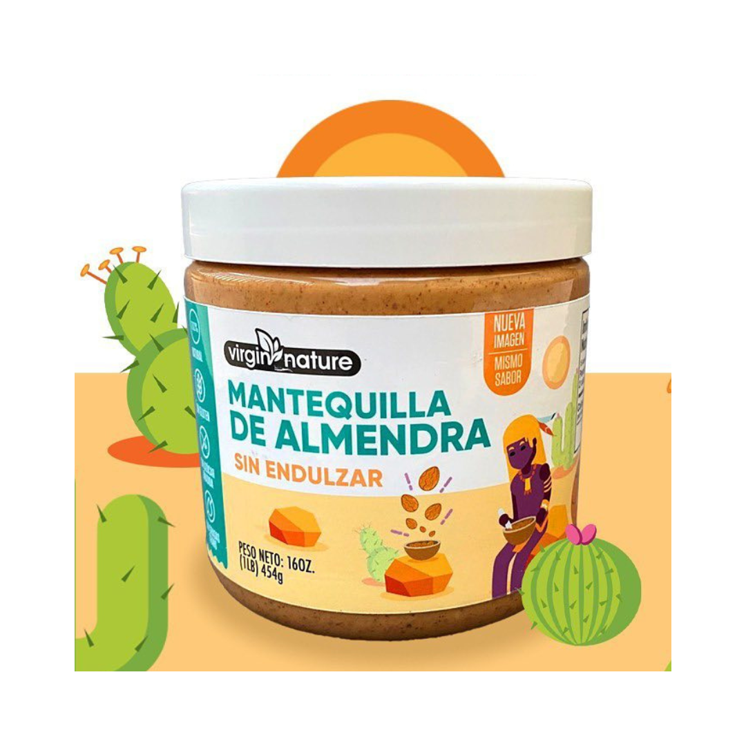 Virgin Nature Mantequilla de Almendra, Sin Endulzar, 100% Natural, 16 oz