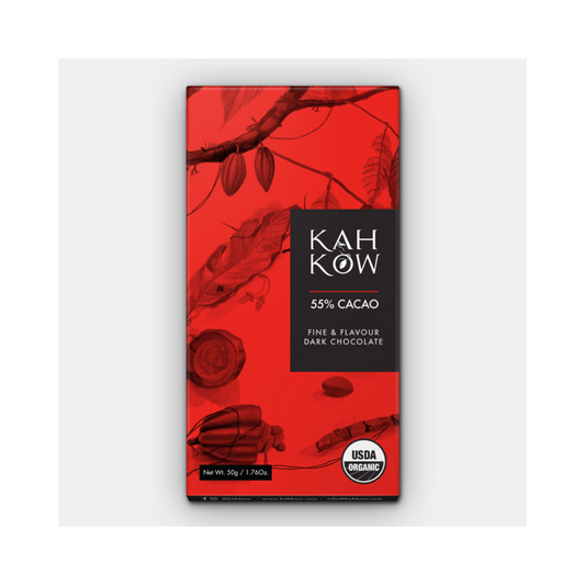 Kahkow Barra Dark Chocolate 55% Cacao, Orgánico, 50g